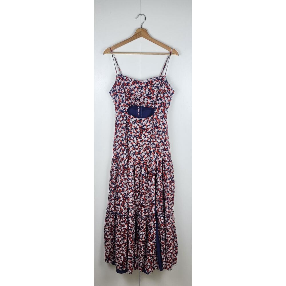 Boho Floral Tiered Maxi Dress Sweetheart Cut Out Cottagecore Romantic  | M - Picture 2 of 16